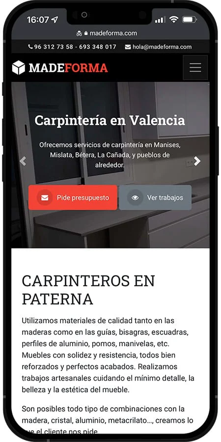 Versión móvil de Madeforma