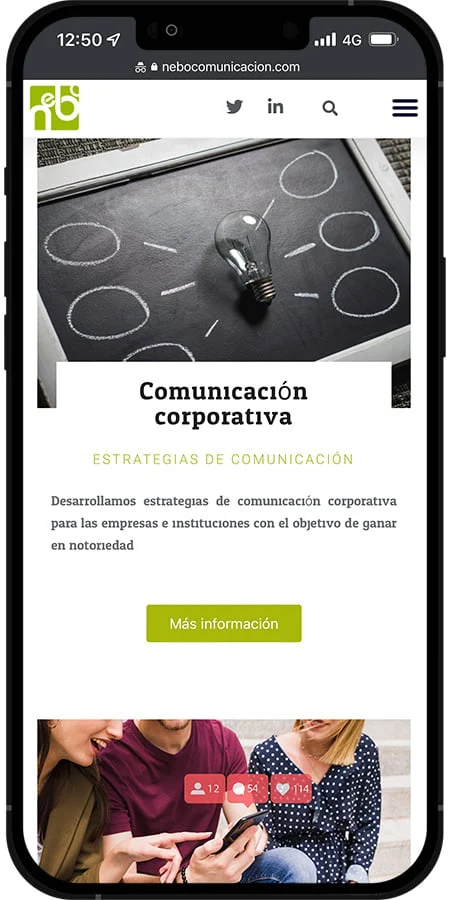 Versión móvil de Nebo comunicación