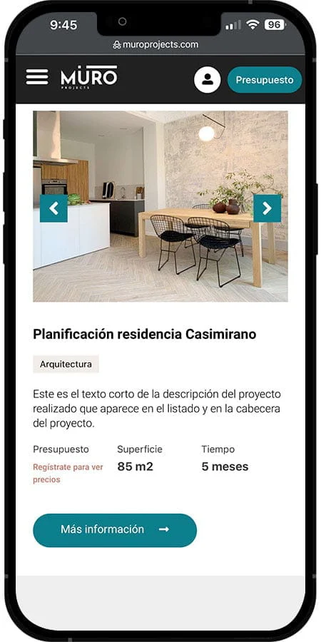 Versión móvil de Muroprojects