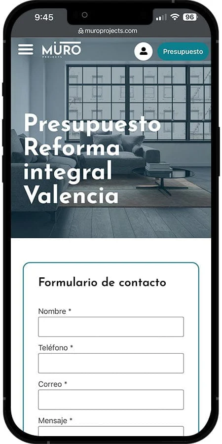 Versión móvil de Muroprojects