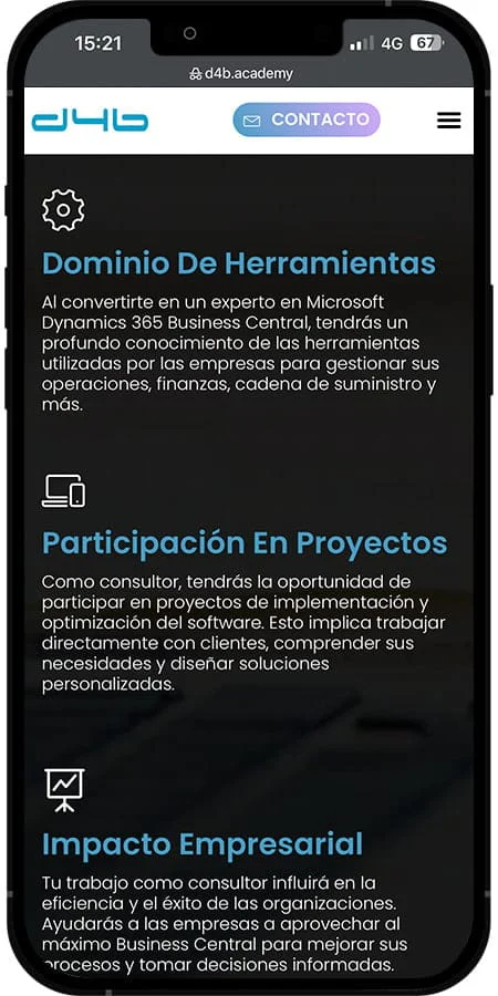 Versión móvil de d4b Academy