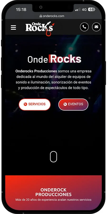 Versión móvil de OndeRocks