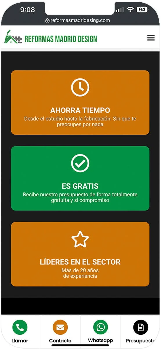 Versión móvil de Reformas Madrid Design