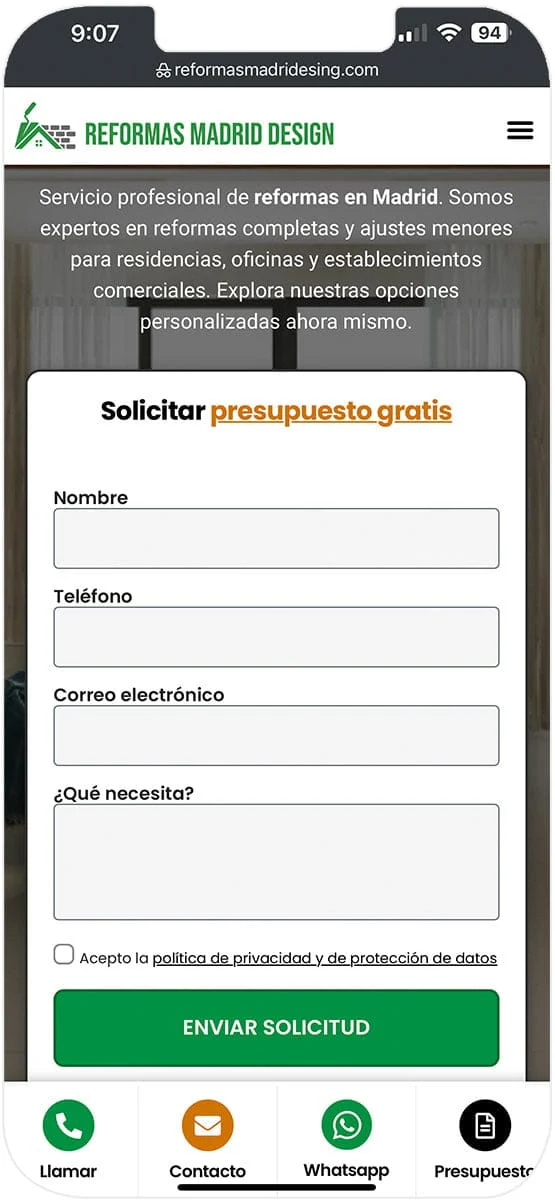 Versión móvil de Reformas Madrid Design