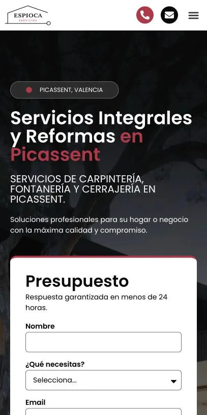 Versión móvil de Espioca Servicios